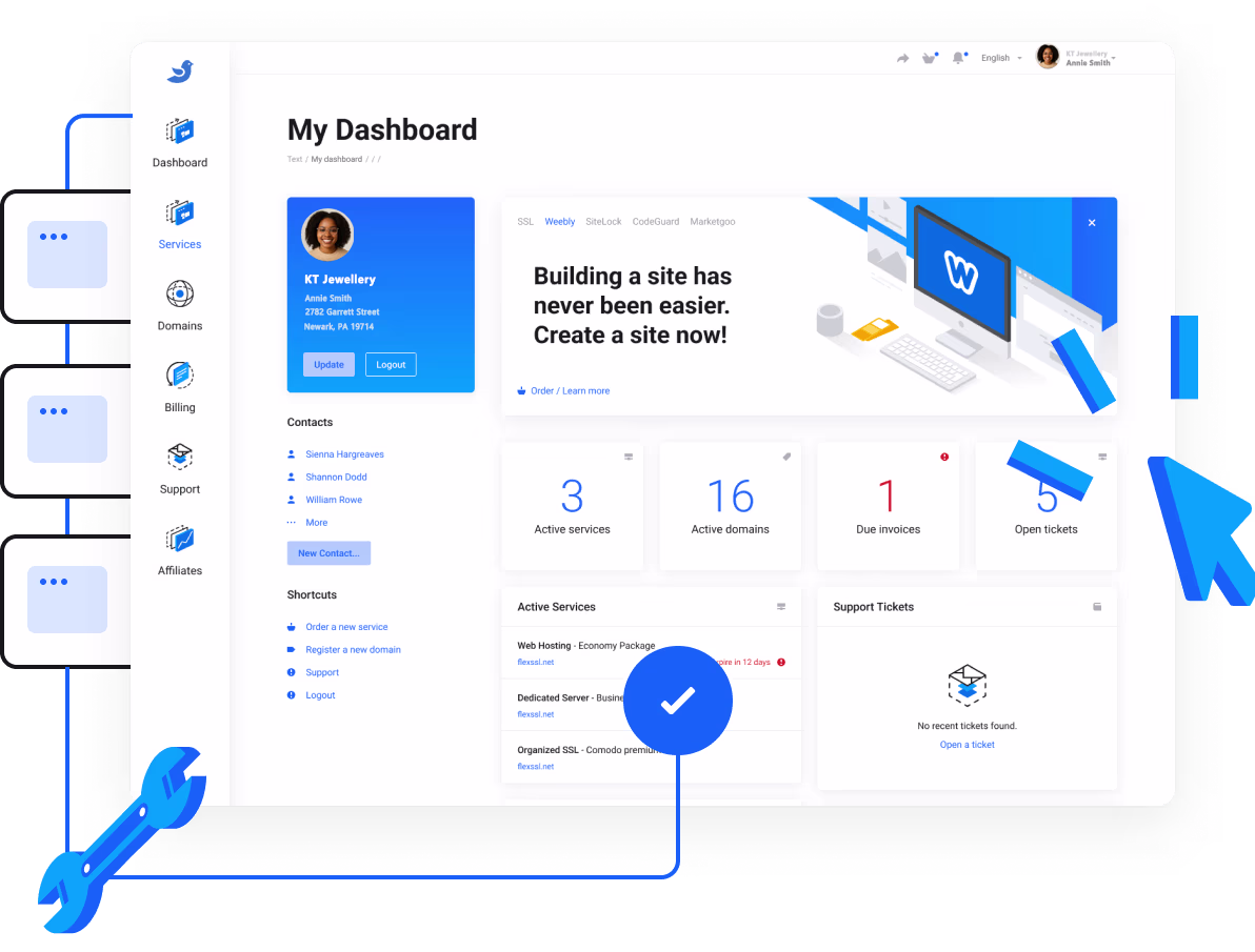 Client Area Dashboard