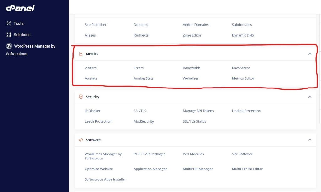 cpanel metrics