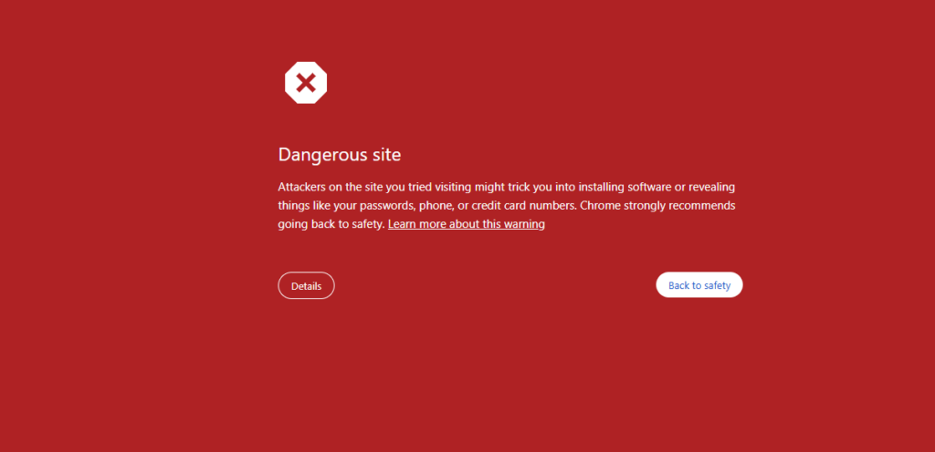 Chrome's Dangerous Site Warning